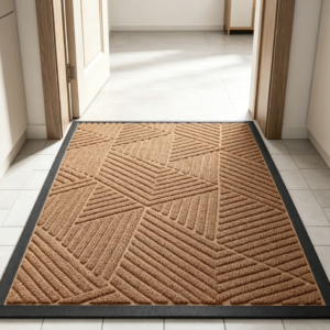 Wood Plank Pattern Door Mat, Green Blue