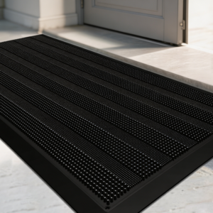 Heavy-Duty Rubber Door Mat, Black