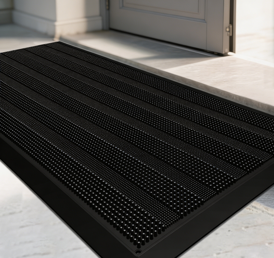 Heavy-Duty Rubber Door Mat, Black