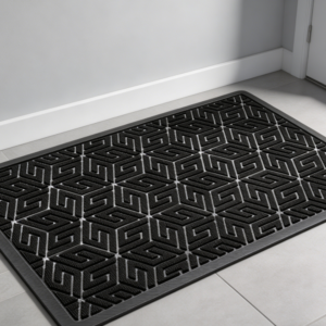 Swirl Pattern Fluffy Area Rug, Black & Grey