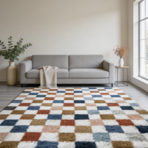 Machine-Washable Abstract Rug, Beige Brown